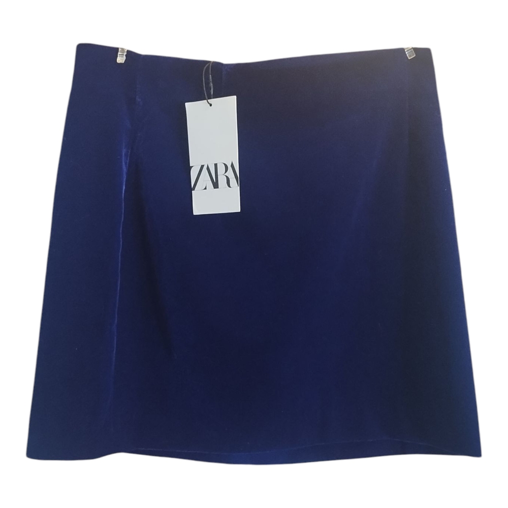 Zara Blue A-Line Mini Skirt for Work